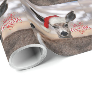 Papel De Regalo Feliz Navidad Santa Hat Deer