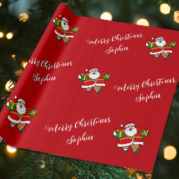 Papel De Regalo Feliz Navidad Santa Nombre personalizado Personali