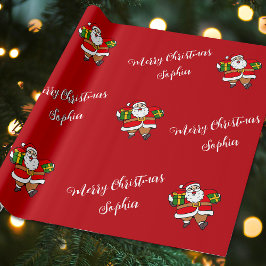 Papel De Regalo Feliz Navidad Santa Nombre personalizado Personali