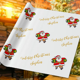 Papel De Regalo Feliz Navidad Santa Nombre personalizado Personali