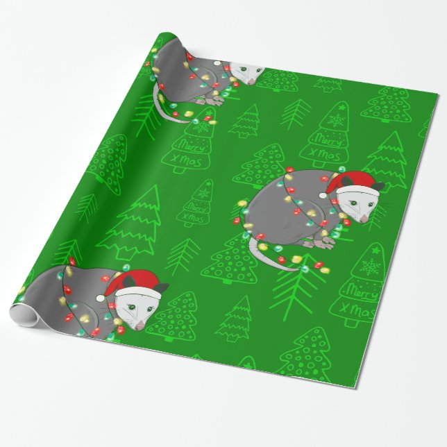 Papel De Regalo feliz navidad santa opossum possum (Desenrollado)