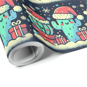 Papel De Regalo Feliz Navidad Santa plantas de cactus