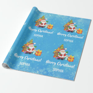 Papel De Regalo Feliz Navidad Santa Tree Regalos Personalizados No