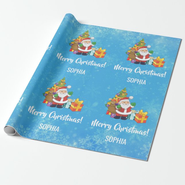 Papel De Regalo Feliz Navidad Santa Tree Regalos Personalizados No (Desenrollado)