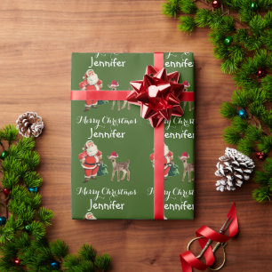 Papel De Regalo Feliz navidad Santa y el envolvimiento de renos P