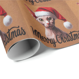 Papel De Regalo Feliz Navidad Sfinx Cat, Navidad Santa Sphynx