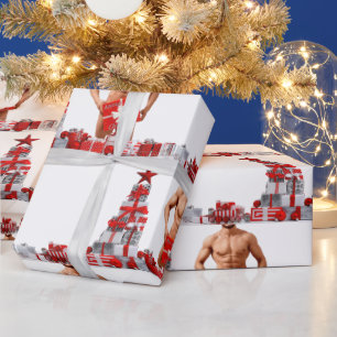 Papel De Regalo Feliz Navidad SlipperyJoe regalo rojo blanco plata
