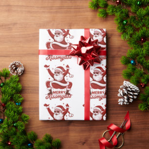 Papel De Regalo Feliz Navidad Snarky Kissmyass Sarcástica Santa