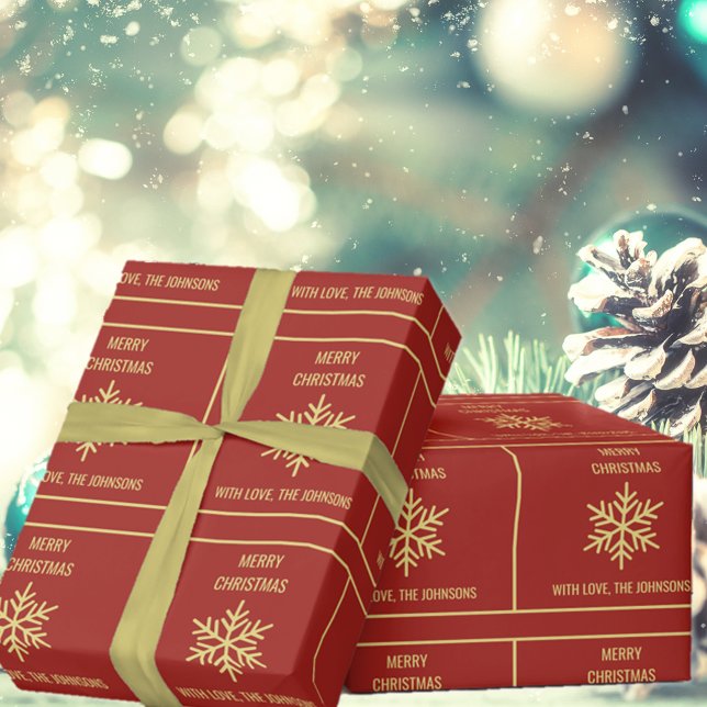 Papel De Regalo Feliz Navidad Snowflake (Merry Christmas Snowflake Wrapping Paper)