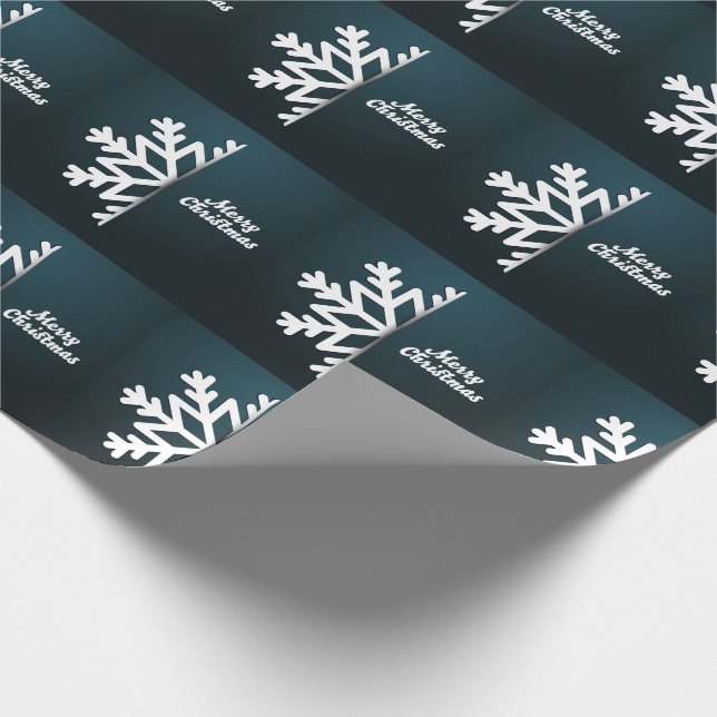 Papel De Regalo Feliz Navidad Snowflake Blue (Esquina)