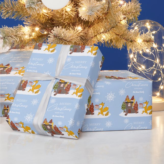 Papel De Regalo Feliz Navidad Snowflakes Fox Winter Gift (Vacaciones)