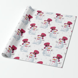 Papel De Regalo Feliz Navidad Snowman cayendo nieve