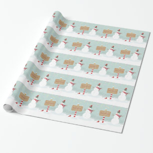 Papel De Regalo Feliz Navidad Snowman Winter Scene