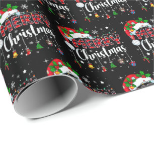 Papel De Regalo Feliz Navidad Sombrero Rojo de Santa Reno Navidad