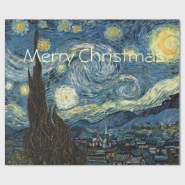 Papel De Regalo Feliz Navidad Starry Night de Vincent van Gogh.