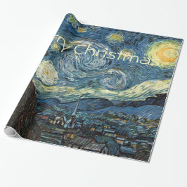 Papel De Regalo Feliz Navidad Starry Night de Vincent van Gogh.