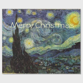 Papel De Regalo Feliz Navidad Starry Night de Vincent van Gogh.