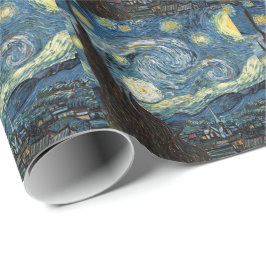 Papel De Regalo Feliz Navidad Starry Night de Vincent van Gogh.