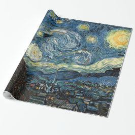 Papel De Regalo Feliz Navidad Starry Night de Vincent van Gogh.