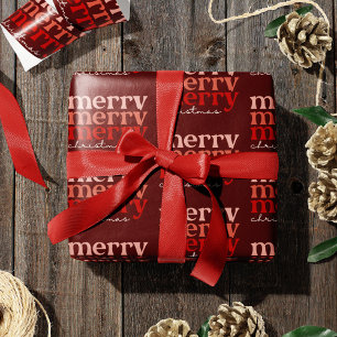 Papel De Regalo Feliz Navidad Texto Saludo Patrón Rojo