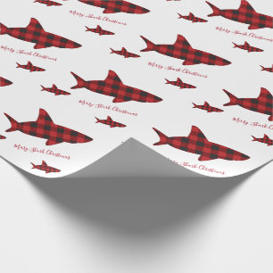 Papel De Regalo Feliz Navidad, tiburón rojo negro, dorado
