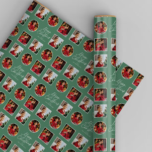 Papel De Regalo Feliz Navidad tres festividades verdes