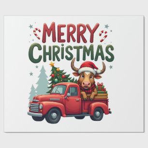 Papel De Regalo Feliz Navidad Vaca de las Tierras Altas de Escocia