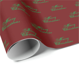 Papel De Regalo Feliz Navidad verde burdeos granate letra script a