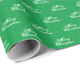 Papel De Regalo Feliz Navidad verde escritura caligráfica blanca