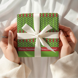 Papel De Regalo Feliz Navidad | Verde rojo retro