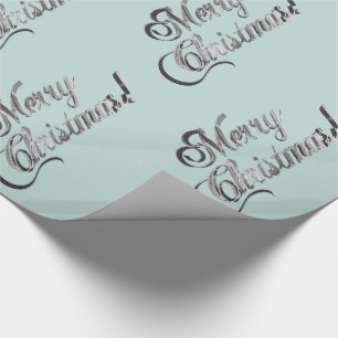 Papel De Regalo Feliz Navidad Verde Turquesa Suave Gris Plateado