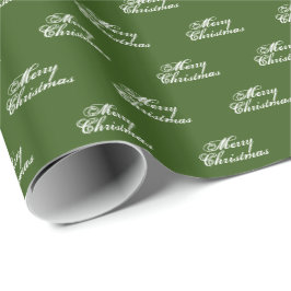 Papel De Regalo Feliz Navidad verde y blanco guion caligrafía