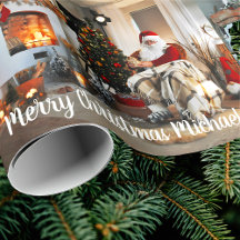 Feliz Navidad Vintage Santa Claus Nombre personali