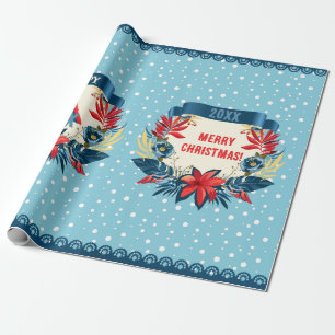 Papel De Regalo ¡Feliz Navidad y Feliz Año Nuevo! Pájaro Rojo