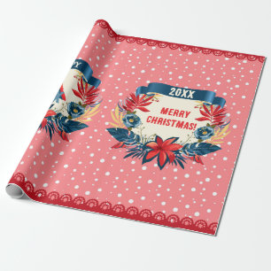 Papel De Regalo ¡Feliz Navidad y Feliz Año Nuevo! Pájaro Rojo