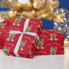 Papel De Regalo Feliz Navidad Yorkshire Terrier En Rojo