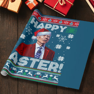 Papel De Regalo Feliz Pascua Funny Joe Biden Santa Navidades azul