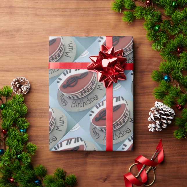 Papel De Regalo Feliz pastel de mamá de cumpleaños (Regalo de vacaciones)