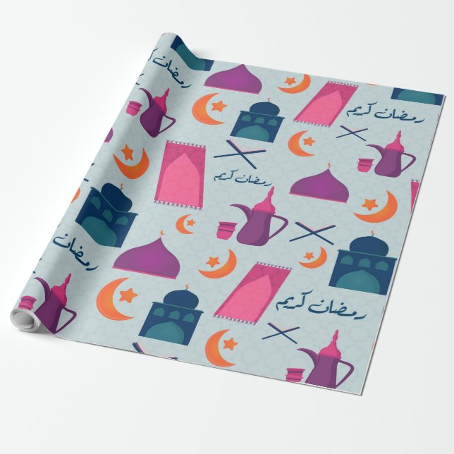 Papel De Regalo Feliz patrón de Ramadán (Desenrollado)