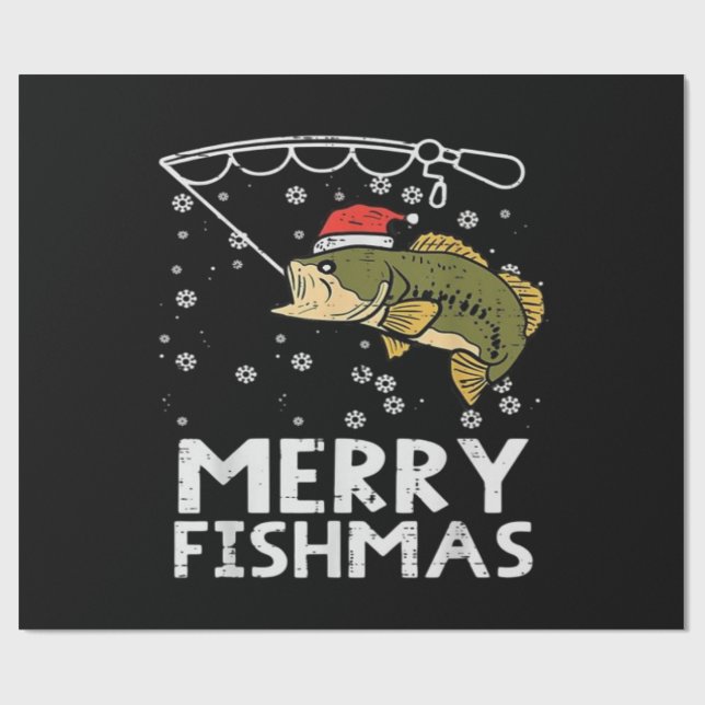 Papel De Regalo Feliz Pescado de Navidad Pesca Navidad  (Superficie plana)