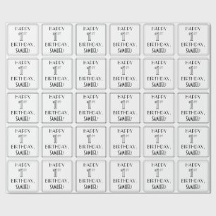 Papel De Regalo FELIZ PRIMER CUMPLEAÑOS; Estilo Art Deco; Nombre p