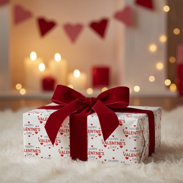 Papel De Regalo Feliz regalo de corazón de San Valentín (Happy Valentine's Day Heart Gift Wrap)