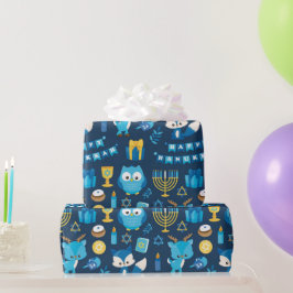 Papel De Regalo Feliz regalo de Hanukkah Menorah Sufganiyot Cute O