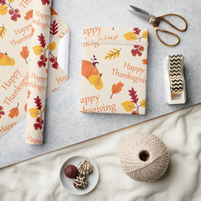 Papel De Regalo Feliz regalo de las toallas y hojas del otoño de A (Artesanía)