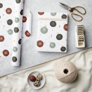 Papel De Regalo Feliz Regalo festivo de los ornamentos neutrales