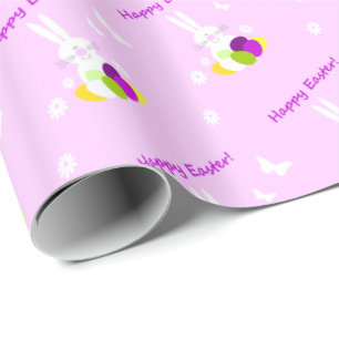 Papel De Regalo Feliz regalo rosa de conejo de Pascua