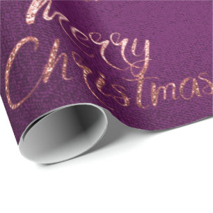 Papel De Regalo Feliz Rosa de Navidad Purpurina de oro Purple Cott