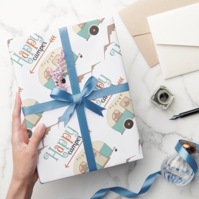 Papel De Regalo FELIZ RV CAMPER Cute Retro (Regalar)