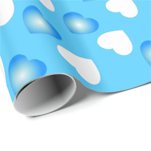 Papel De Regalo Feliz San Valentín - Patrón de corazones azules y