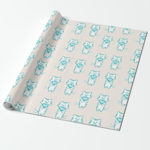 Papel De Regalo Feliz San Valentín Verde azulada Kitty
